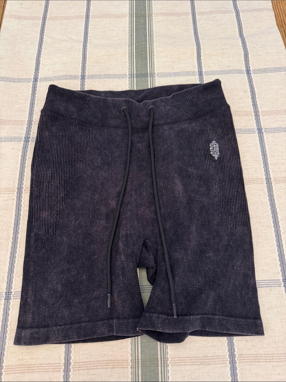 Free People Biker Black Biker Athletic Knit Drawstring Shorts